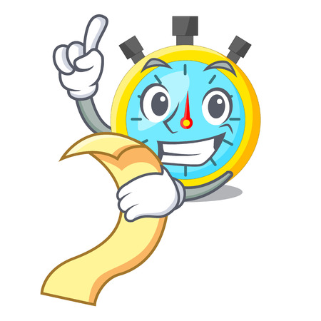 With menu stowatch on a mascot wood table vector illustrationのイラスト素材