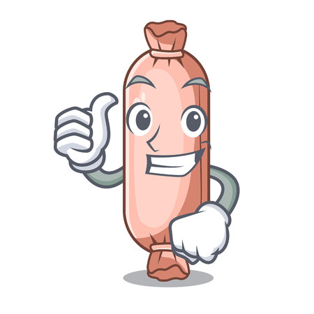 Thumbs upbolster isolasi on the a character vector illustrationのイラスト素材