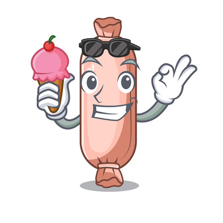 With ice cream bolster isolasi on the a character vector illustrationのイラスト素材