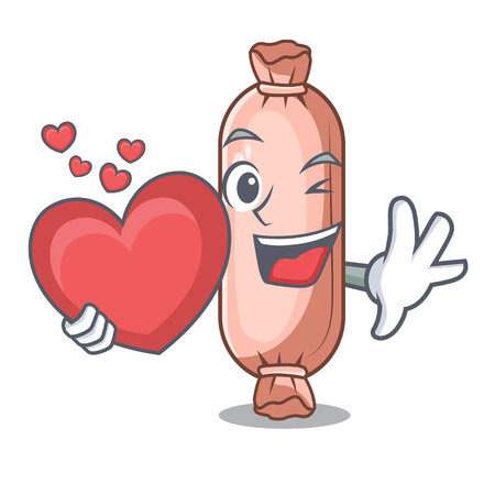 With heart bolsters placed in cartoon sleeping room vector illustrationのイラスト素材