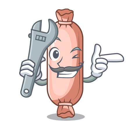 Mechanic bolsters above on the mascot bed vector illustrationのイラスト素材