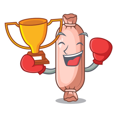 Boxing winner bolsters above on the mascot bed vector illustrationのイラスト素材