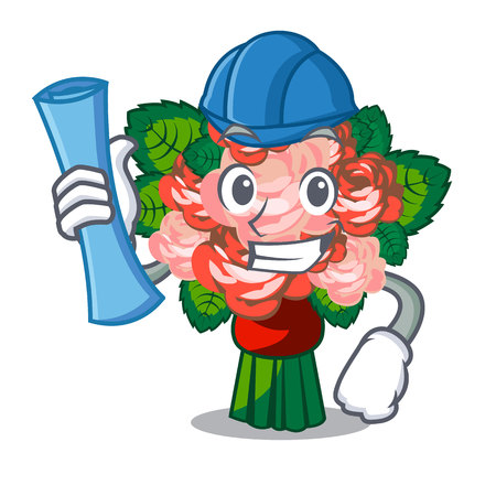 Architect bouquets flower on the character shape vector illustrationのイラスト素材