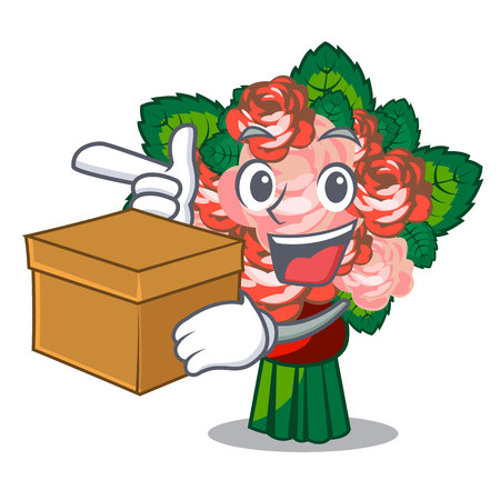 With box bouquets flower on the character shape vector illustrationのイラスト素材