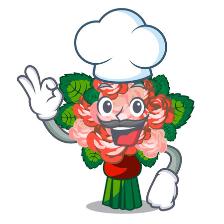 Chef bouquets flower on the character shape vector illustrationのイラスト素材