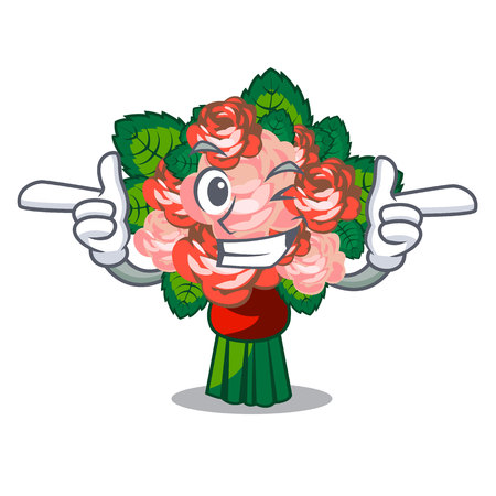 Wink bouquets flower on the character shape vector illustrationのイラスト素材