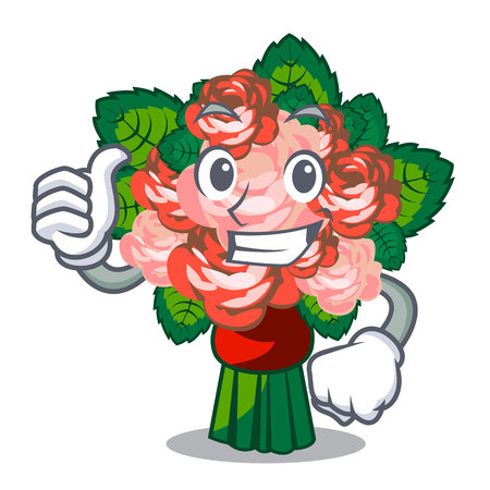 Thumbs up bouquets flower on the character shape vector illustrationのイラスト素材