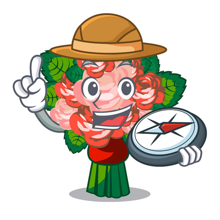 Explorer flower bouquet on isolated with mascot vector illustrationのイラスト素材