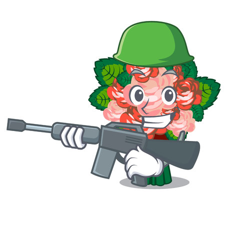 Army flower bouquet on wooden cartoon table vector illustrationのイラスト素材