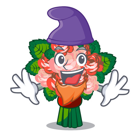 Elf flower bouquet on wooden cartoon table vector illustrationのイラスト素材