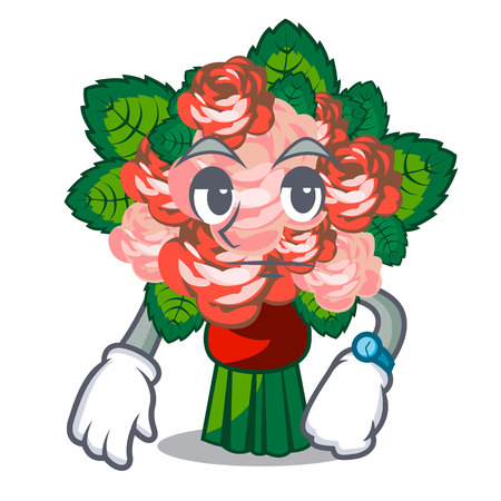 Waiting flower bouquet placed on glass cartoon vector illustrationのイラスト素材