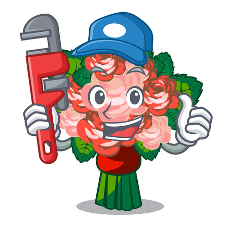 Plumber flower bouquet placed on glass cartoon vector illustrationのイラスト素材