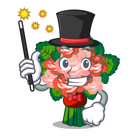 Magician flower bouquet placed on glass cartoon vector illustrationのイラスト素材