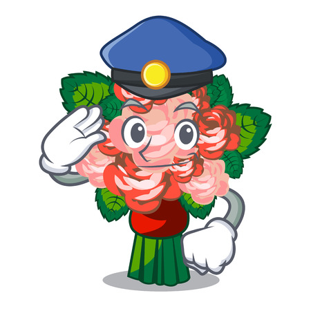 Police flower bouquet on wooden cartoon table vector illustrationのイラスト素材