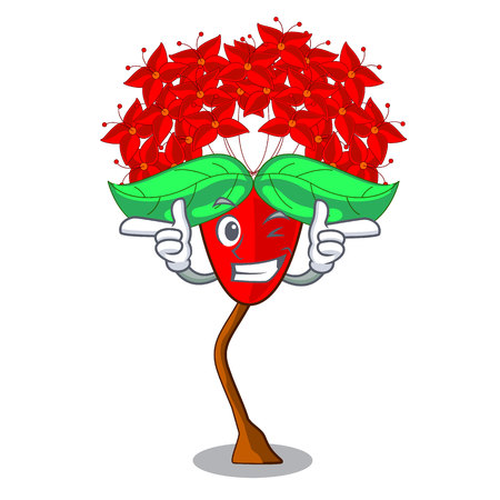 Wink ixora flowers in shape of mascot vector illustrationのイラスト素材