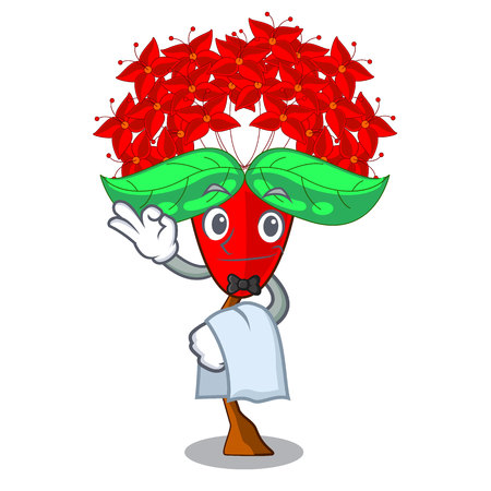 Waiter Ixora flowers in the cartoon pots vector illustrationのイラスト素材