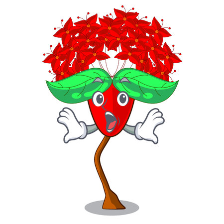 Surprised Ixora flowers in the cartoon pots vector illustrationのイラスト素材