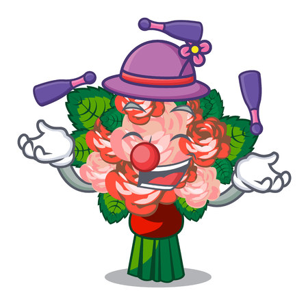 Juggling flower bouquet placed on glass cartoon vector illustrationのイラスト素材