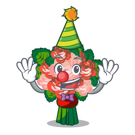 Clown flower bouquet placed on glass cartoon vector illustrationのイラスト素材