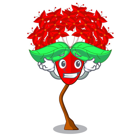 Grinning ixora flowers in shape of mascot vector illustrationのイラスト素材