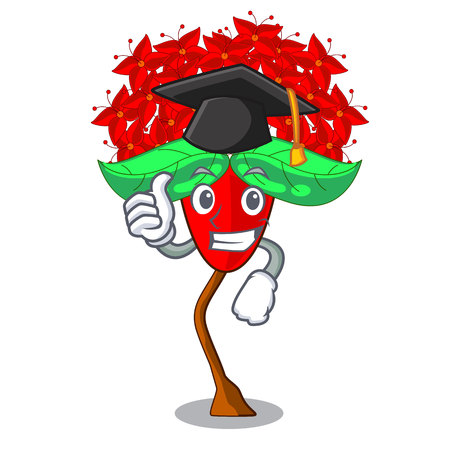 Graduation ixora flowers in shape of mascot vector illustrationのイラスト素材