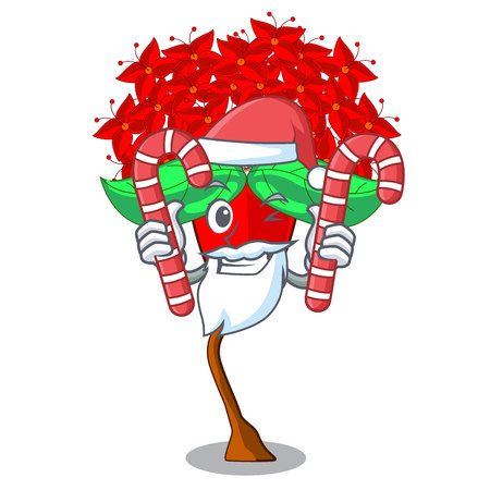 Santa with candy flower ixora isolated with the mascot vector illustrationのイラスト素材