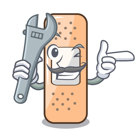 Mechanic sticking plaster isolated with on cartoon vector illustrationのイラスト素材