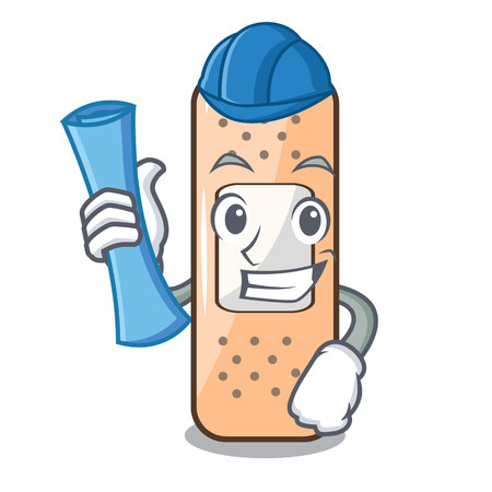 Architect sticking plaster in medicinal basket character vector illustrationのイラスト素材