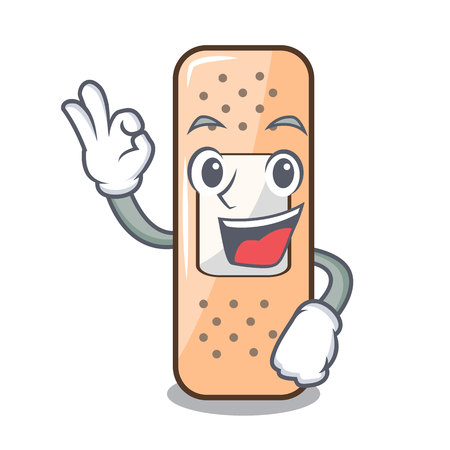 Okay sticking plaster in medicinal basket character vector illustrationのイラスト素材