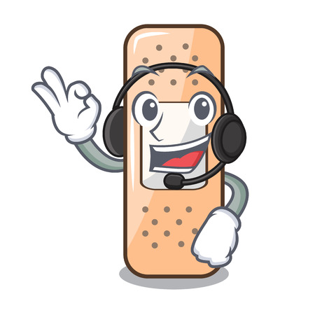 With headphone sticking plaster isolated with on cartoon vector illustrationのイラスト素材