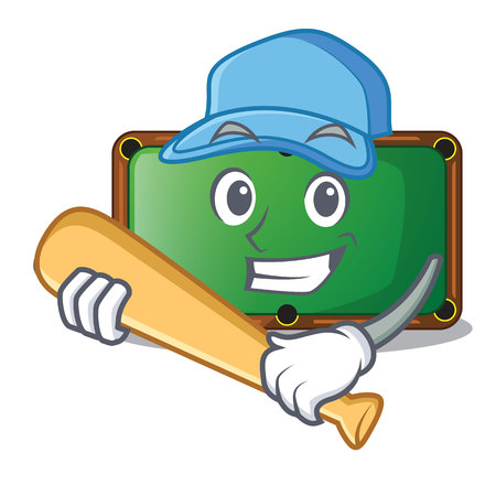 Playing baseball billiard table in shape of cartoon vector illustrationのイラスト素材