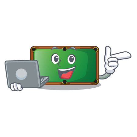 With laptop billiard table in shape of cartoon vector illustrationのイラスト素材