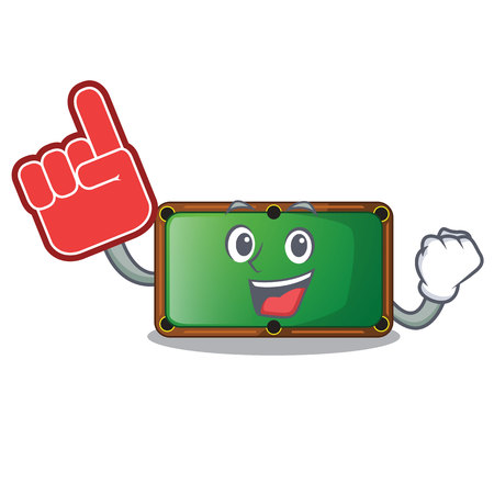 Foam finger shape billiard table on wooden cartoon vector illustrationのイラスト素材