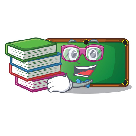 Student with book shape billiard table on wooden cartoon vector illustrationのイラスト素材