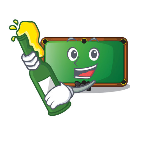 With beer shape billiard table on wooden cartoon vector illustrationのイラスト素材