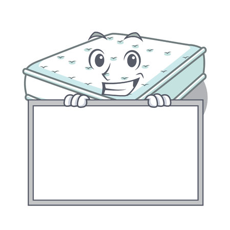 Grinning with board mattress isolated on the with mascot vector illustrationのイラスト素材