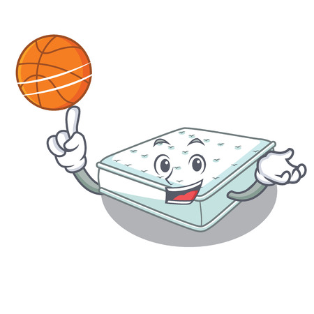 With basketball mattress isolated on the with mascot vector illustrationのイラスト素材