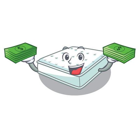 With money bag cartoon mattress the made to sleep vector illustartionのイラスト素材