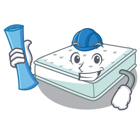 Architect mattress in on the characters bedroom vector illustrationのイラスト素材