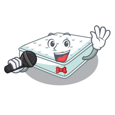 Singing cartoon mattress the made to sleep vector illustartionのイラスト素材
