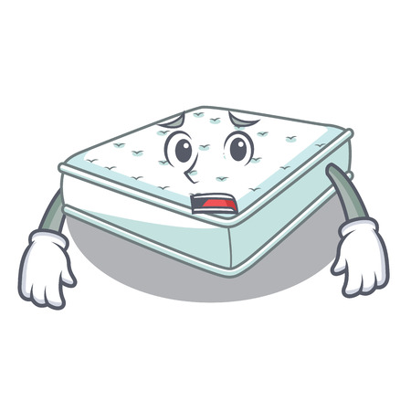 Afraid cartoon mattress the made to sleep vector illustartionのイラスト素材