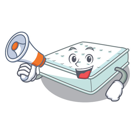 With megaphone mattress isolated on the with mascot vector illustrationのイラスト素材