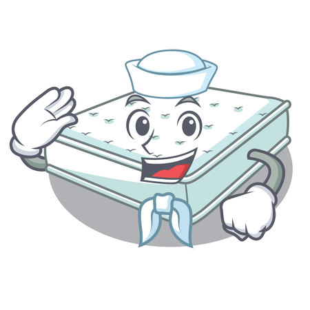 Sailor mattress isolated on the with mascot vector illustrationのイラスト素材