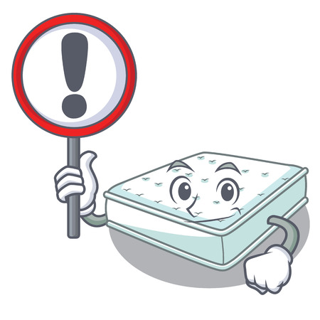 With sign mattress isolated on the with mascot vector illustrationのイラスト素材