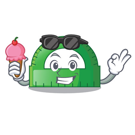 With ice cream protractor in a the cartoon bag vector illustartionのイラスト素材