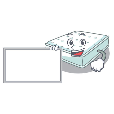 With board mattress isolated on the with mascot vector illustrationのイラスト素材
