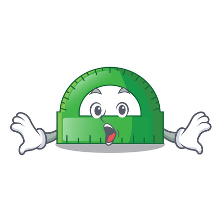 Surprised protractor on a the mascot table vector illustartionのイラスト素材