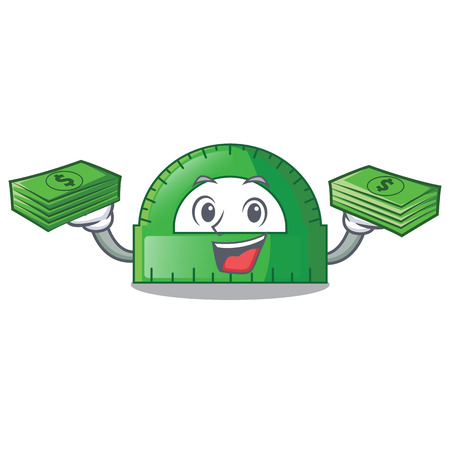 With money bag protractor on a the mascot table vector illustartionのイラスト素材
