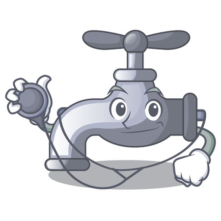 Doctor water tap in shape of mascot vector illustrationのイラスト素材