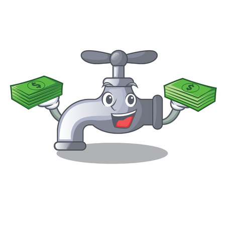 With money bag water tap isolated on the character vector illustrationのイラスト素材